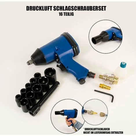 Mauk Druckluft Schlagschrauber Set 16 Teilig 320 Nm 1/2 Zoll Inklusive Koffer Und Nüsse - Schlagschraubersatz 4 Mauk Druckluft Schlagschrauber Set 16 Teilig 320 Nm 1/2 Zoll Inklusive Koffer Und Nüsse - Schlagschraubersatz – Bild 2