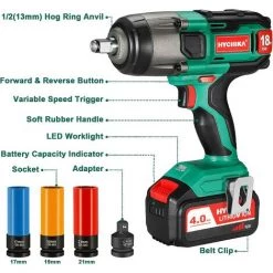 Akku Schlagschrauber, HYCHIKA 350N·m Schlagschrauber Mit 4,0 Ah 18 V Batterie, 3000 IPM Schlagfrequenz, 3PCS Buchsen Für 17/19/21mm, Adapter Für 10 Mm Dorn Und Aufbewahrungsbox Für Radschrauben 8 Akku Schlagschrauber, HYCHIKA 350N·m Schlagschrauber Mit 4,0 Ah 18 V Batterie, 3000 IPM Schlagfrequenz, 3PCS Buchsen Für 17/19/21mm, Adapter Für 10 Mm Dorn Und Aufbewahrungsbox Für Radschrauben -Drehschlagschrauber Soldes 28919719 2