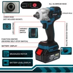 AUGIENB 18V Akku Schlagschrauber 300Nm Ratschen Schrauber Chrauber Mit 2 Batterien 10 AUGIENB 18V Akku Schlagschrauber 300Nm Ratschen Schrauber Chrauber Mit 2 Batterien -Drehschlagschrauber Soldes 34719627 4