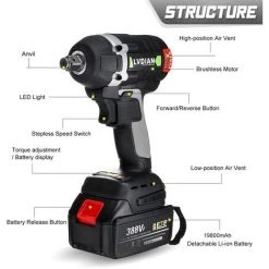 MANTA Akku Schlagschrauber Ratschen Schrauber Akkuschrauber Mit 2 Batterie Grau -Drehschlagschrauber Soldes 40342385 3