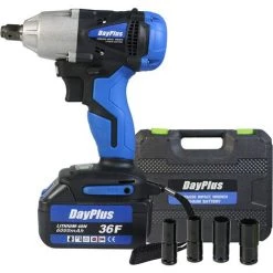 DAY PLUS Akku Schlagschrauber 18V 1/2 Zoll Vierkantschlüssel Mit Akku 6.0 Ah - Schnellladung, Drehmoment 420 Nm, Variable Geschwindigkeit Und LED-Leicht (Mit 1-Akku)