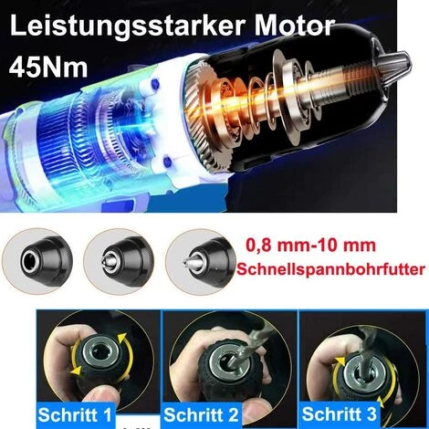 DAY PLUS 21V Akku-Bohrschrauber Mit Hammerkopf Magnet Funktion,1x 1.5Ah Akku,45Nm 18+1 Drehmomentstufen Akku-Bohrer Akkuschrauber 2 Gang 29-tlg Zubehör-Set 7 DAY PLUS 21V Akku-Bohrschrauber Mit Hammerkopf Magnet Funktion,1x 1.5Ah Akku,45Nm 18+1 Drehmomentstufen Akku-Bohrer Akkuschrauber 2 Gang 29-tlg Zubehör-Set – Bild 5