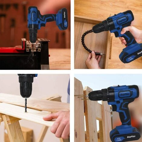 DAY PLUS Akku-Bohrer 21V Akku-Bohrschrauber Mit Hammerkopf Magnet Funktion,2x 1.5Ah Akkus,45Nm 18+1 Drehmomentstufen Akkuschrauber 2 Gang 29-tlg Zubehör-Set 5 DAY PLUS Akku-Bohrer 21V Akku-Bohrschrauber Mit Hammerkopf Magnet Funktion,2x 1.5Ah Akkus,45Nm 18+1 Drehmomentstufen Akkuschrauber 2 Gang 29-tlg Zubehör-Set – Bild 3