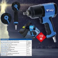 KS-TOOLS BRILLIANT TOOLS BT160100 1/2 Zoll Druckluft-Schlagschrauber, 1450 Nm