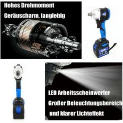 DAY PLUS Akku Schlagschrauber Akku-Bohrer 2 In 1, 420Nm Drehschlagschrauber, 1/2 Zoll Bohrfutter Schlagschrauber (18V 6.0Ah Akku) Eingebautes LED-Arbeitslicht, 4 Stecknüsse, 6 Bohrern & Transportkoffer -Drehschlagschrauber Soldes 55257454 3