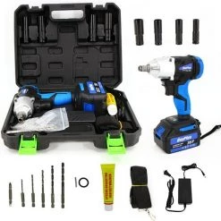 DAY PLUS Akku Schlagschrauber Akku-Bohrer 2 In 1, 420Nm Drehschlagschrauber, 1/2 Zoll Bohrfutter Schlagschrauber (18V 6.0Ah Akku) Eingebautes LED-Arbeitslicht, 4 Stecknüsse, 6 Bohrern & Transportkoffer -Drehschlagschrauber Soldes 55257454 4