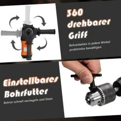GOPLUS Professional Bohrhammer, 1500W Elektrobohrmaschine Mit 8mm/10mm/12mm Bohrer, 800 U/min & 4000 B/min Schlagbohrmaschine Mit 6 Gaenge Für Holz Beton Stahl 9 GOPLUS Professional Bohrhammer, 1500W Elektrobohrmaschine Mit 8mm/10mm/12mm Bohrer, 800 U/min & 4000 B/min Schlagbohrmaschine Mit 6 Gaenge Für Holz Beton Stahl -Drehschlagschrauber Soldes 57493148 3