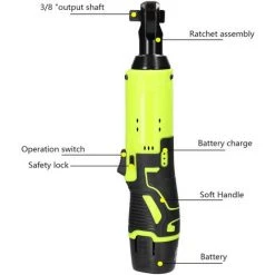 HAPPYSHOPPING Multifunktionaler 12,0 V Kabelloser Wiederaufladbarer Elektrischer Schraubenschlüssel 3/8 Zoll 90 ° Rechtwinkliger Ratschenschlüssel Handheld Driver Power Tool,Host, Multicolor - Host, Multicolor -Drehschlagschrauber Soldes 57795655 3