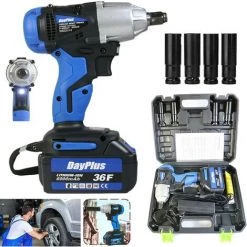 DAY PLUS Akku Schlagschrauber Set 18V, 420Nm Akku Drehschlagschrauber Mit 6.0Ah Akku, LED-Leicht, Vorwärts & Rückwärts Funktion, 14/17/19/22mm Stecknüsse Und Koffer