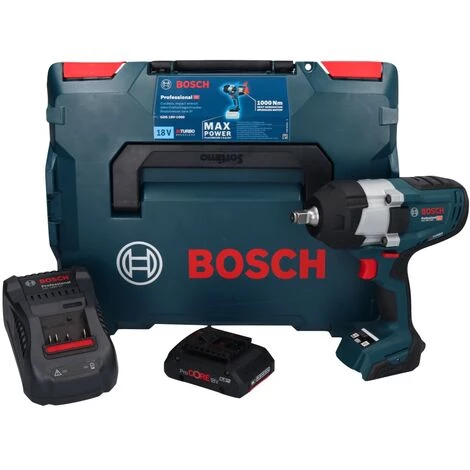Bosch GDS 18V-1000 Professional Akku Drehschlagschrauber 18 V 1000 Nm BITURBO Brushless + 1x ProCORE Akku 4,0 Ah + Ladegerät + L-Boxx 3 Bosch GDS 18V-1000 Professional Akku Drehschlagschrauber 18 V 1000 Nm BITURBO Brushless + 1x ProCORE Akku 4,0 Ah + Ladegerät + L-Boxx
