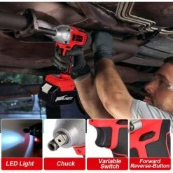 ONEVAN Akku-Schlagschrauber, 800n. M, Bürstenloser Schraubenschlüssel, 1/2 Zoll Li-Ion Akku, Für Makita 18V Akku, Für Autoreifen - Mit 2 Akkus 11 ONEVAN Akku-Schlagschrauber, 800n. M, Bürstenloser Schraubenschlüssel, 1/2 Zoll Li-Ion Akku, Für Makita 18V Akku, Für Autoreifen - Mit 2 Akkus -Drehschlagschrauber Soldes 63595142 5