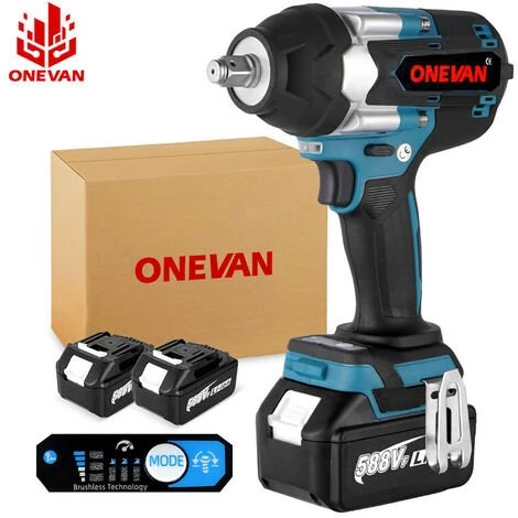ONEVAN Akku-Schlagschrauber, Akku-Drehschlagschrauber 1800N.M Akku-Schlagschrauber Für LKWs 1/2 Zoll Für 18V Makita Akku-Antriebswerkzeug – Mit 2 Akkus 3 ONEVAN Akku-Schlagschrauber, Akku-Drehschlagschrauber 1800N.M Akku-Schlagschrauber Für LKWs 1/2 Zoll Für 18V Makita Akku-Antriebswerkzeug – Mit 2 Akkus