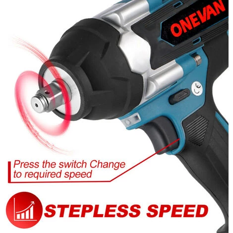 ONEVAN Akku-Schlagschrauber, Akku-Drehschlagschrauber 1800N.M Akku-Schlagschrauber Für LKWs 1/2 Zoll Für 18V Makita Akku-Antriebswerkzeug – Mit 2 Akkus 6 ONEVAN Akku-Schlagschrauber, Akku-Drehschlagschrauber 1800N.M Akku-Schlagschrauber Für LKWs 1/2 Zoll Für 18V Makita Akku-Antriebswerkzeug – Mit 2 Akkus – Bild 4