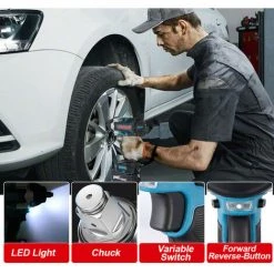 ONEVAN Akku-Schlagschrauber, Akku-Drehschlagschrauber 1800N.M Akku-Schlagschrauber Für LKWs 1/2 Zoll Für 18V Makita Akku-Antriebswerkzeug – Mit 2 Akkus 11 ONEVAN Akku-Schlagschrauber, Akku-Drehschlagschrauber 1800N.M Akku-Schlagschrauber Für LKWs 1/2 Zoll Für 18V Makita Akku-Antriebswerkzeug – Mit 2 Akkus -Drehschlagschrauber Soldes 63951541 5