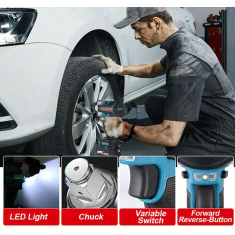 ONEVAN Akku-Schlagschrauber, Akku-Drehschlagschrauber 1800N.M Akku-Schlagschrauber Für LKWs 1/2 Zoll Für 18V Makita Akku-Antriebswerkzeug – Mit 2 Akkus 7 ONEVAN Akku-Schlagschrauber, Akku-Drehschlagschrauber 1800N.M Akku-Schlagschrauber Für LKWs 1/2 Zoll Für 18V Makita Akku-Antriebswerkzeug – Mit 2 Akkus – Bild 5