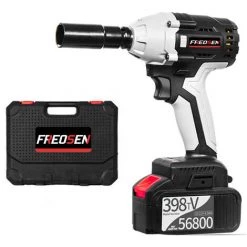 FREOSEN Bürstenloser Akku Schlagschrauber, 4.0 Ah 398TV Akku Steckschlüssel Vierkantantrieb Leistungsstarker Brushless Motor, Mit 16 Zubehörteil -Drehschlagschrauber Soldes 66797099 2