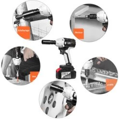 FREOSEN Bürstenloser Akku Schlagschrauber, 4.0 Ah 398TV Akku Steckschlüssel Vierkantantrieb Leistungsstarker Brushless Motor, Mit 16 Zubehörteil -Drehschlagschrauber Soldes 66797099 3