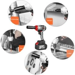 FREOSEN Pro Max Brushless Akku-Schlagschrauber Im Karton + 2 Akkus 30000mAh 6.0Ah + 380Nm + 16 Zubehör -Drehschlagschrauber Soldes 66797151 3